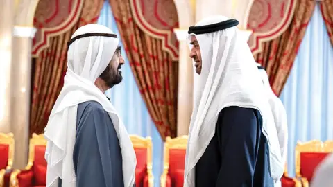 الامارات : رئيس الدولة وحكام الإمارات والشيوخ يعزون محمد بن راشد في وفاة أحمد بن راشد - صور